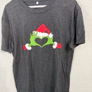 Gray Long Sleeve Tee with Festive Design